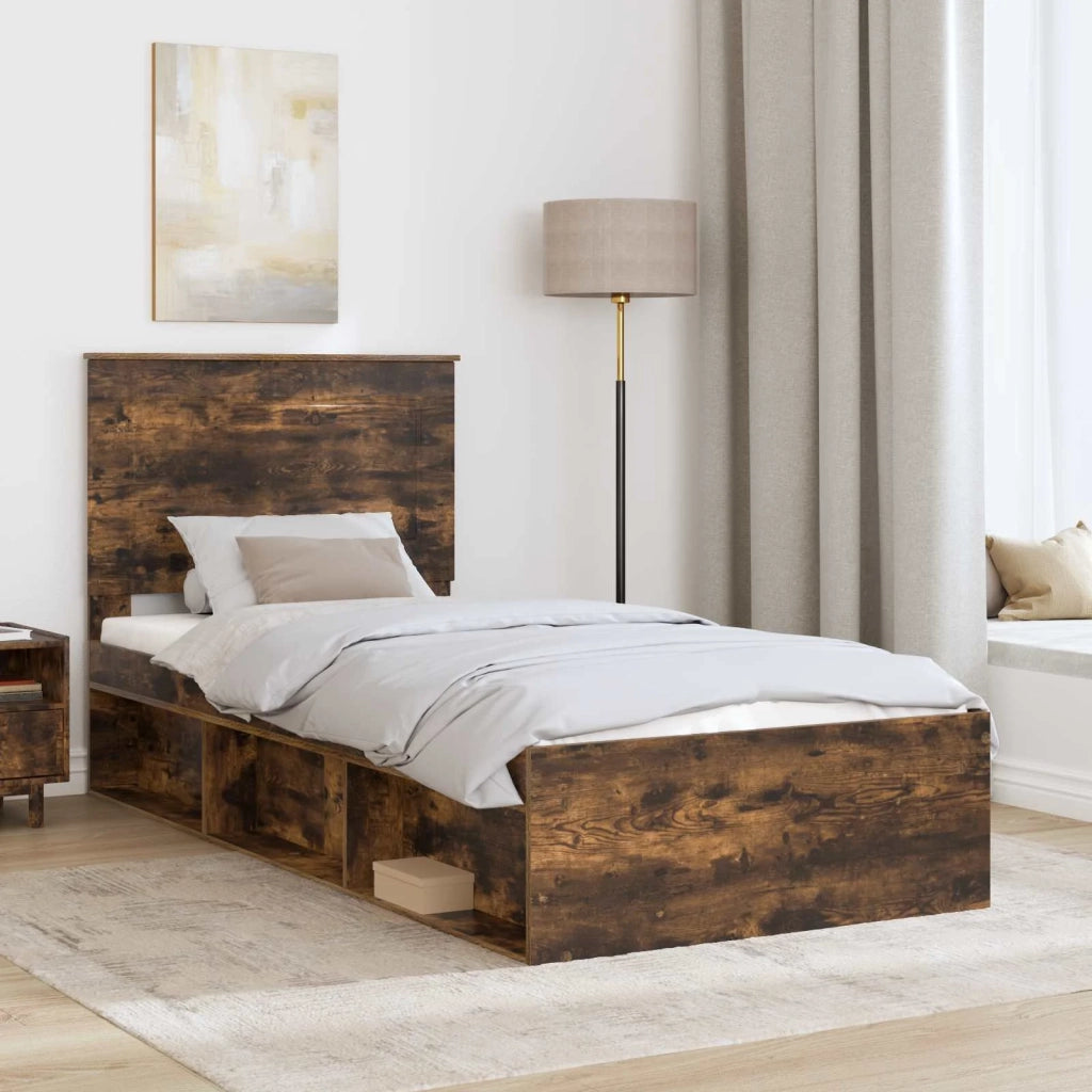 Struttura del letto Rovere fumé 100 x 200 cm Pino massello 3409394