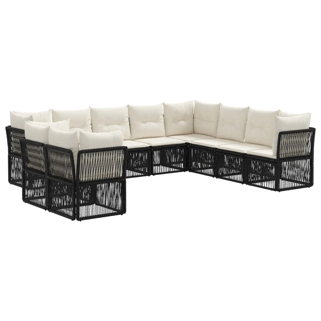 Set Divano da Giardino 10 pz Nero polyrattan 3434269