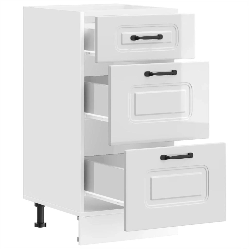 Mobiletto da cucina "Kalmar" Bianco lucido Legno Ingegnerizzato 854242