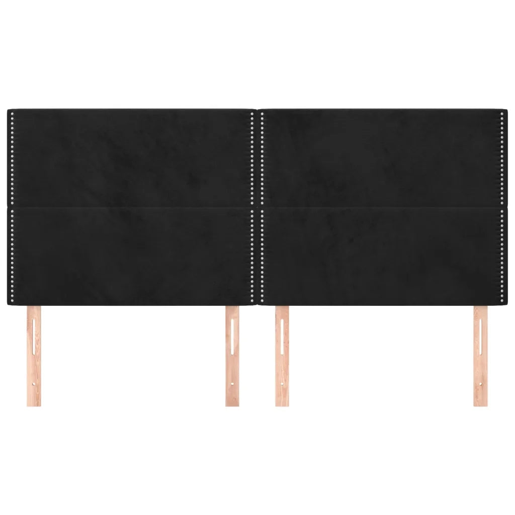 Testiera | Testata Nera 200x5x118/128 cm Velluto