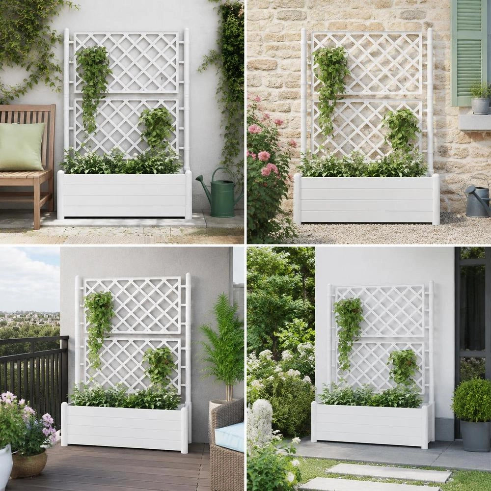 Plant Pot With Trellis 100x43x142 Cm PP White