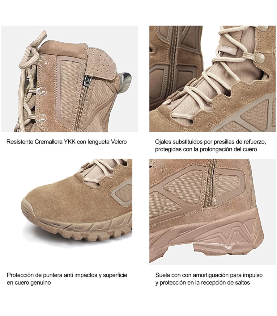 LEOPARD - Stivale Militare Professionale con Cerniera | Ultra Leggero | Antiscivolo