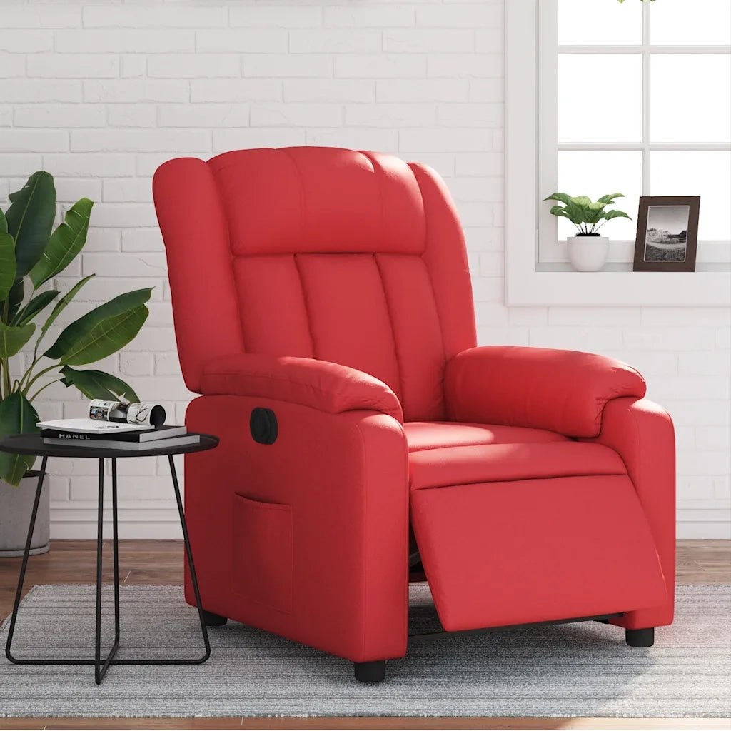 Divano Sedia-Poltrona Reclinabile Elettrica Rossa in Similpelle 762098
