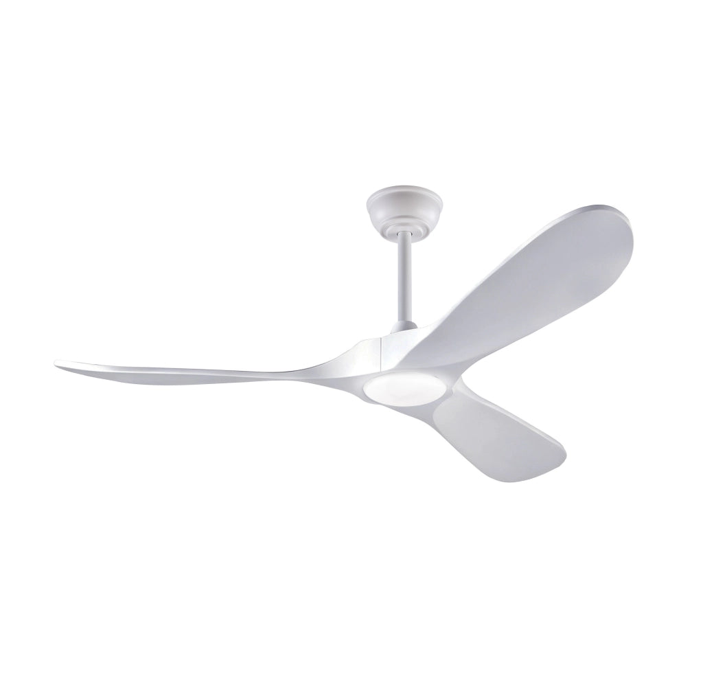 Ventilatore da soffitto ULEVR 52" bianco con LED dimmerabile, 3 pale in legno massello e telecomando
