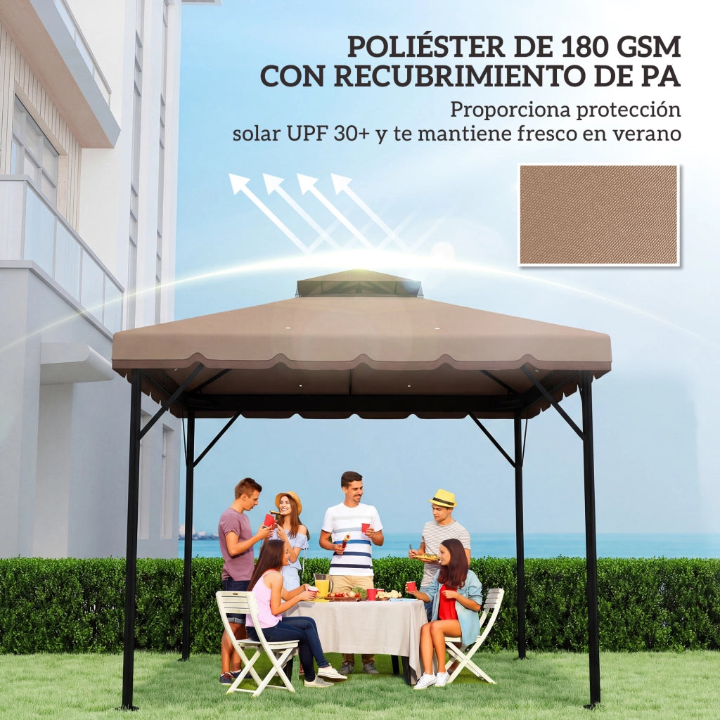 Telo di Ricambio per Gazebo 3x3m ¨C Xylo ¨C Doppio Tetto con Fori Drenaggio UPF 30+ Beige