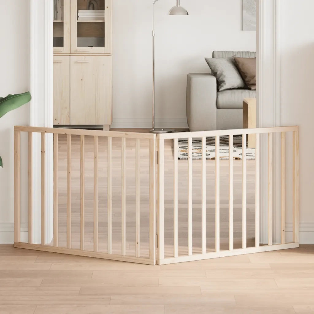Cancelletto per cani pieghevole 2 pannelli 160 cm in legno di pioppo 352176