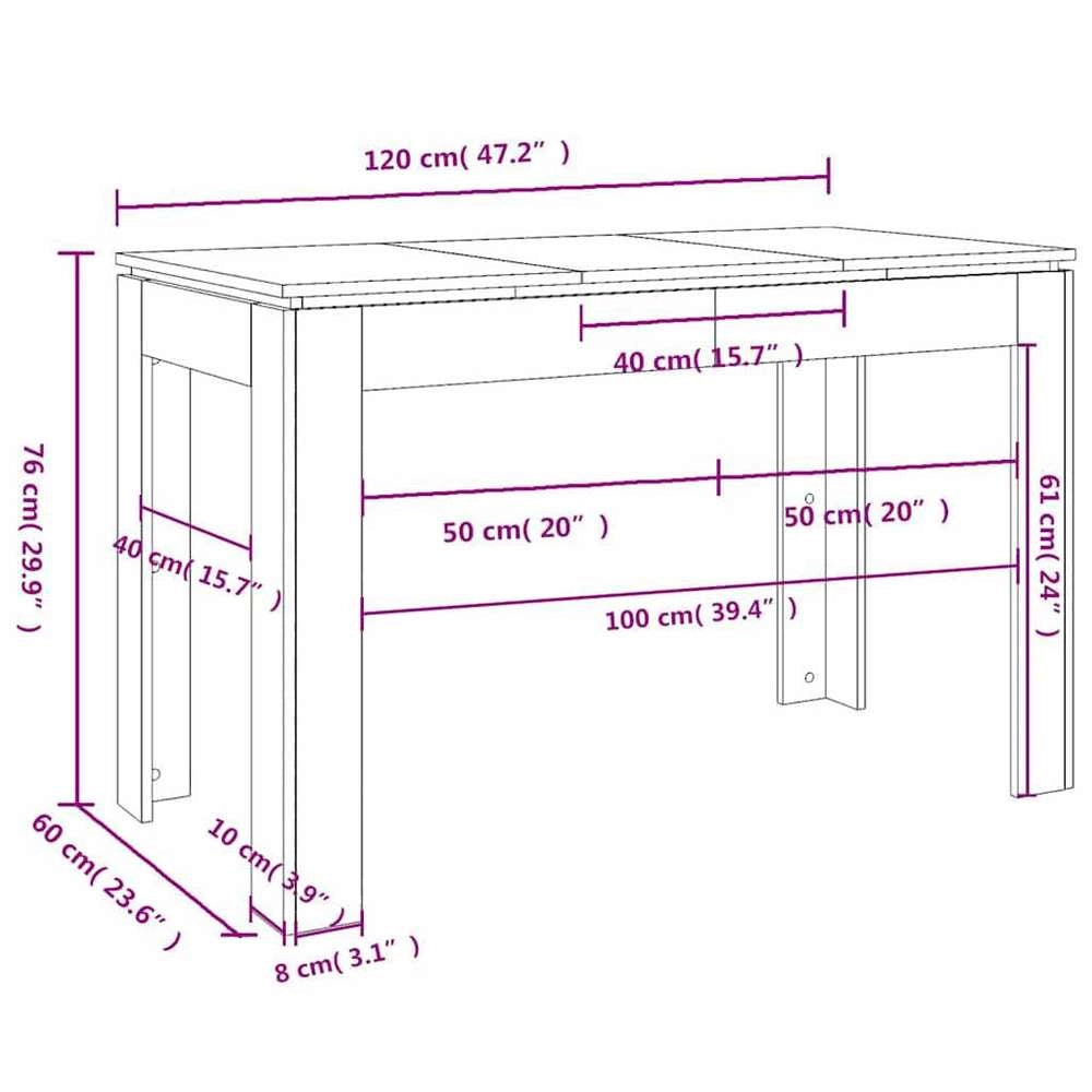 Dining Table, Concrete Grey, 120x60x76 Cm, Wood-based Material