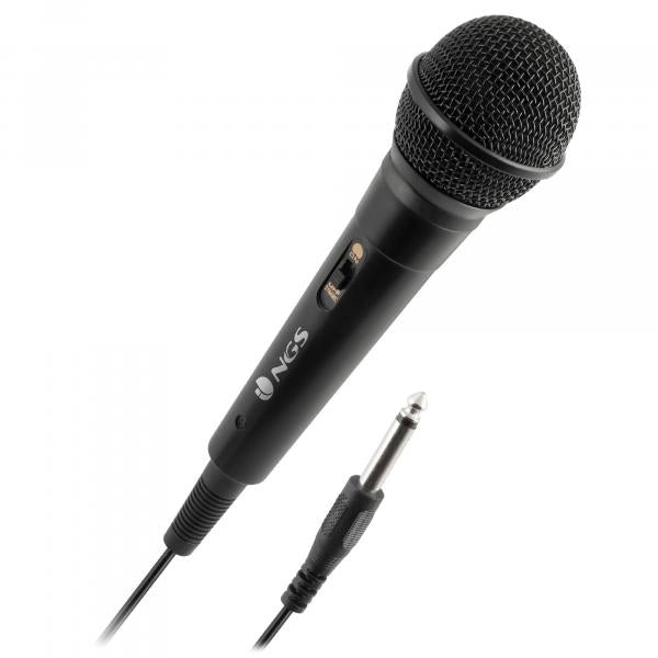 NGS SINGER FIRE: Microfono Dinamico, Microfono con Cavo da 3 Metri, Connessione Jack 6,3mm e Pulsant