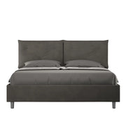 BS COM Letto queen size con rete imbottito 150x210 microfibra grigio Large