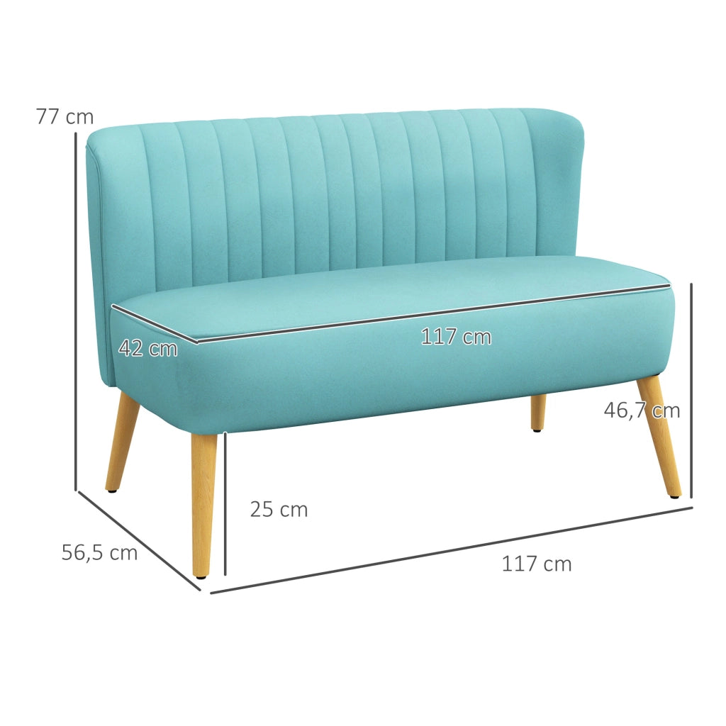 Divano 2 posti retrodesign ¨C zephmum ¨C verde, legno, 117x56,5x77