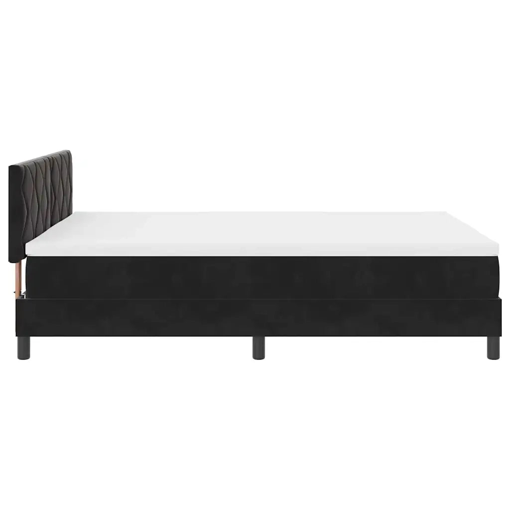 Letto a Sorgente LED con materasso Nero 140 x 190 cm Velluto