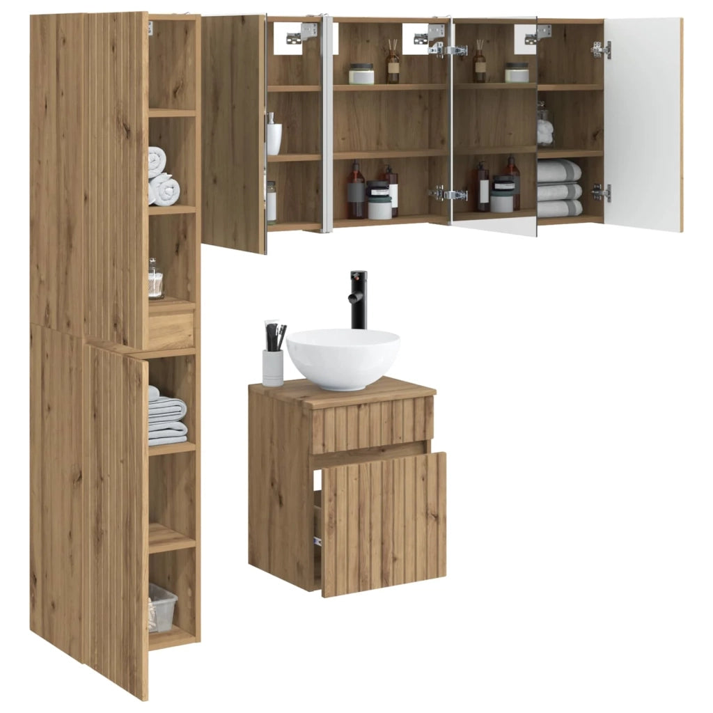 Set di Armadi da Bagno 5 pz Rovere Artigianale 3407358