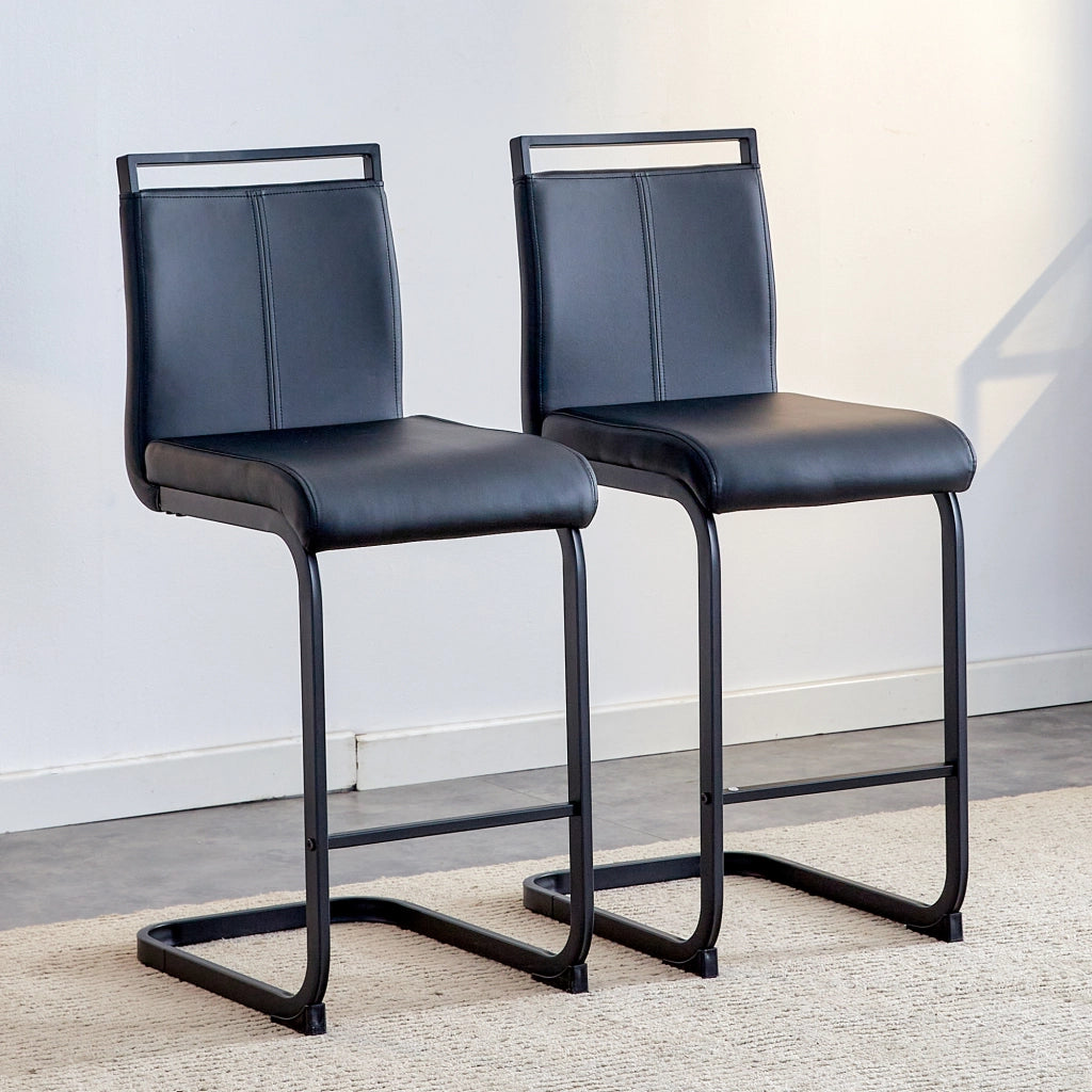 SGABELLO ALTO Set da 2 pezzi 96,5 cm Nero PU e metallo