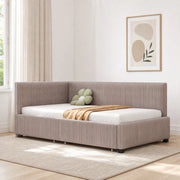 Letto singolo imbottito 90x200 cm con 2 cassetti contenitore, grigio