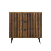 Cassettiera con 3 cassetti e guide metalliche, per camera da letto e soggiorno, in MDF noce, 80 × 39 × 78 cm