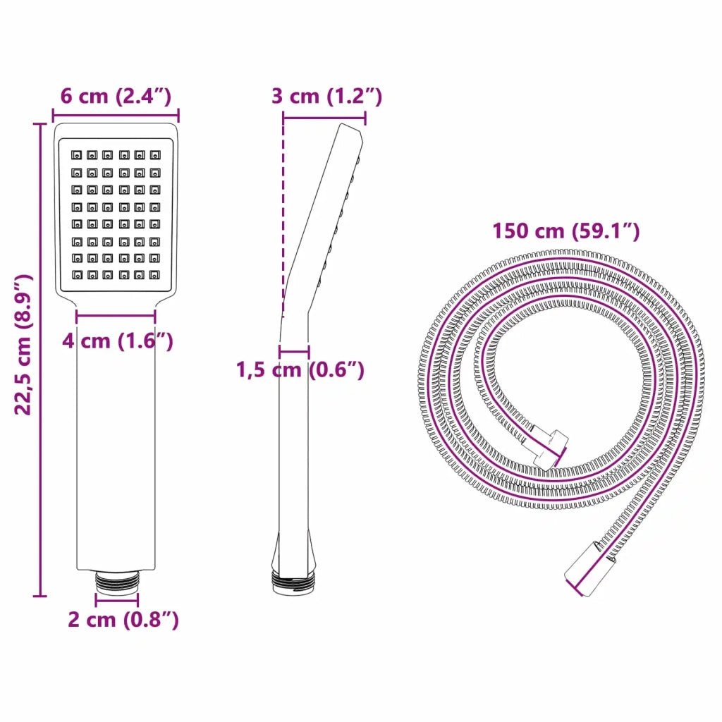 Set di doccia con soffione Cromato 150 cm Acciaio Inox CFW8442285