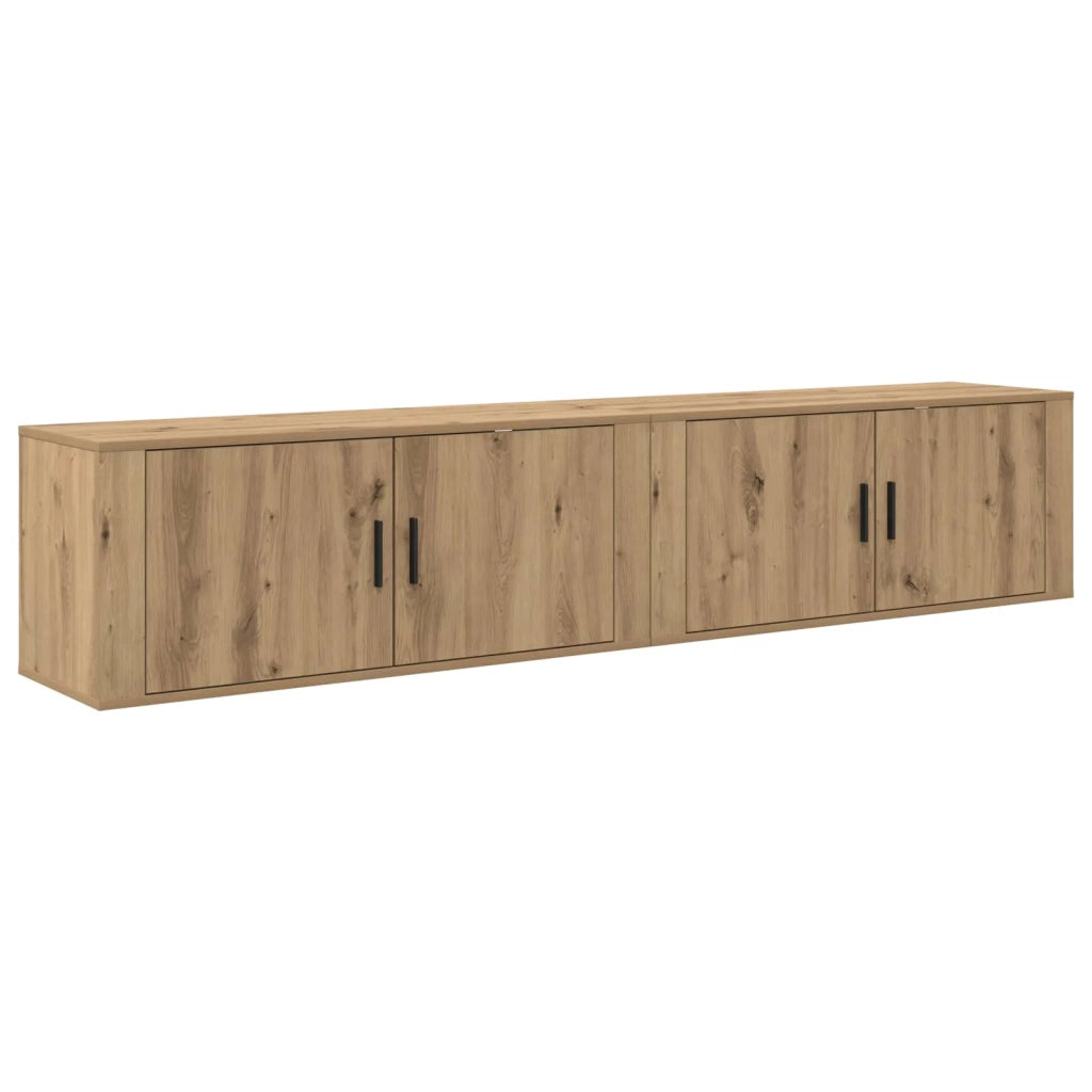Set Mobile TV da Parete 2 pz | Armadietto TV | Mobile Porta TV Rovere artigianale