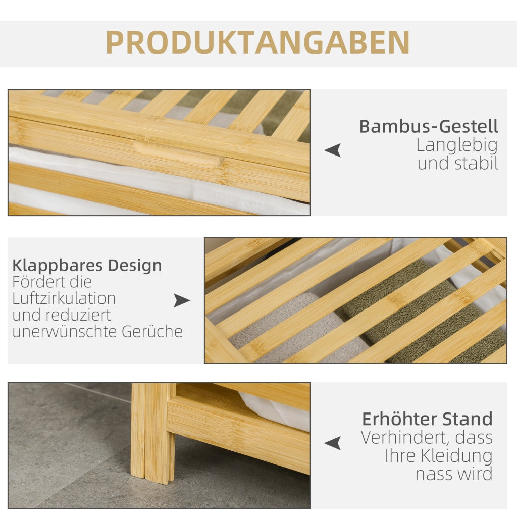 Cesta portabiancheria in bamb¨´ ¨C Xylo ¨C naturale e beige con sacca estraibile