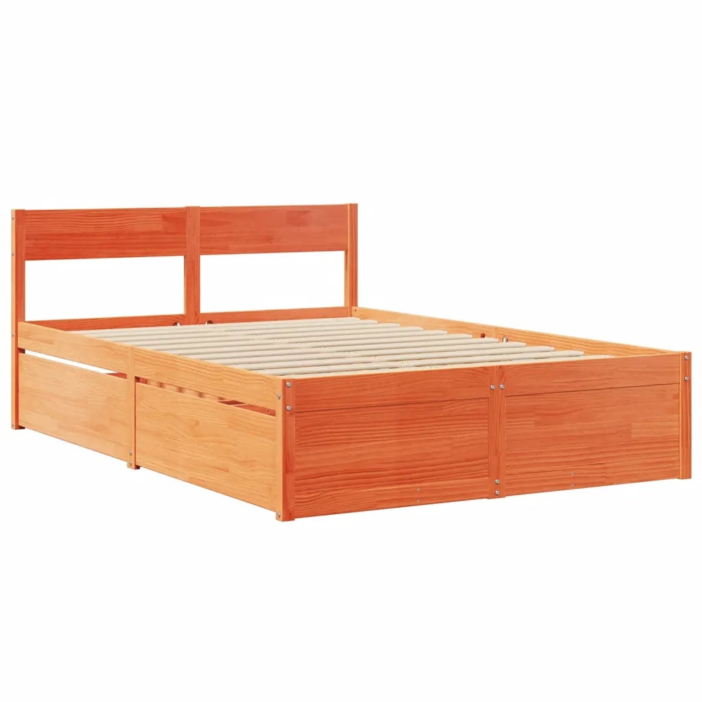 Letto senza Materasso Marrone Cera 140x190 cm in Legno di Pino 3282356