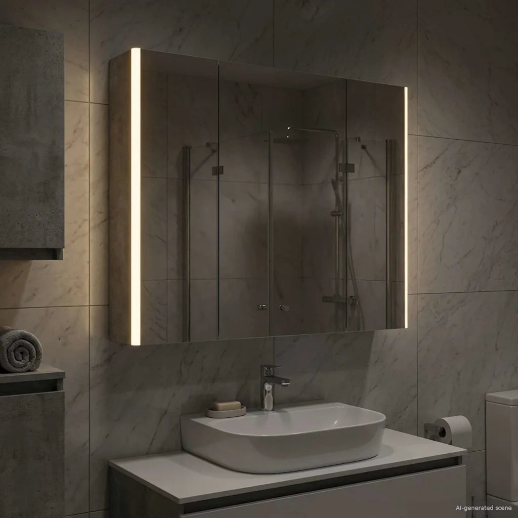 Mobiletto per specchio da bagno Grigio cemento 889266