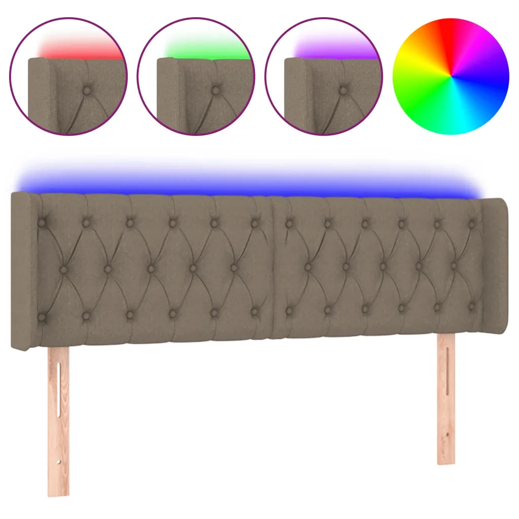 Testiera | Testata a LED Tortora 163x16x78/88 cm in Tessuto