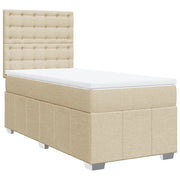 Letto singolo | Letto per adulti | Giroletto a Molle con Materasso Crema 100x200 cm in Tessuto