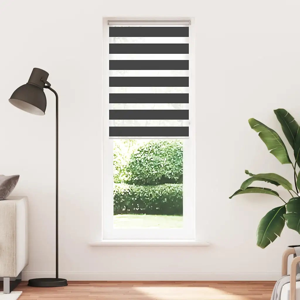 Tenda a Rullo Zebra Nero-Tenda avvolgibile Larghezza Tessuto 65,9 cm Poliestere 203994