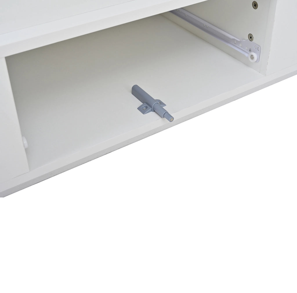 Tavolino elevabile con contenitore, cassetto e luci LED, bianco