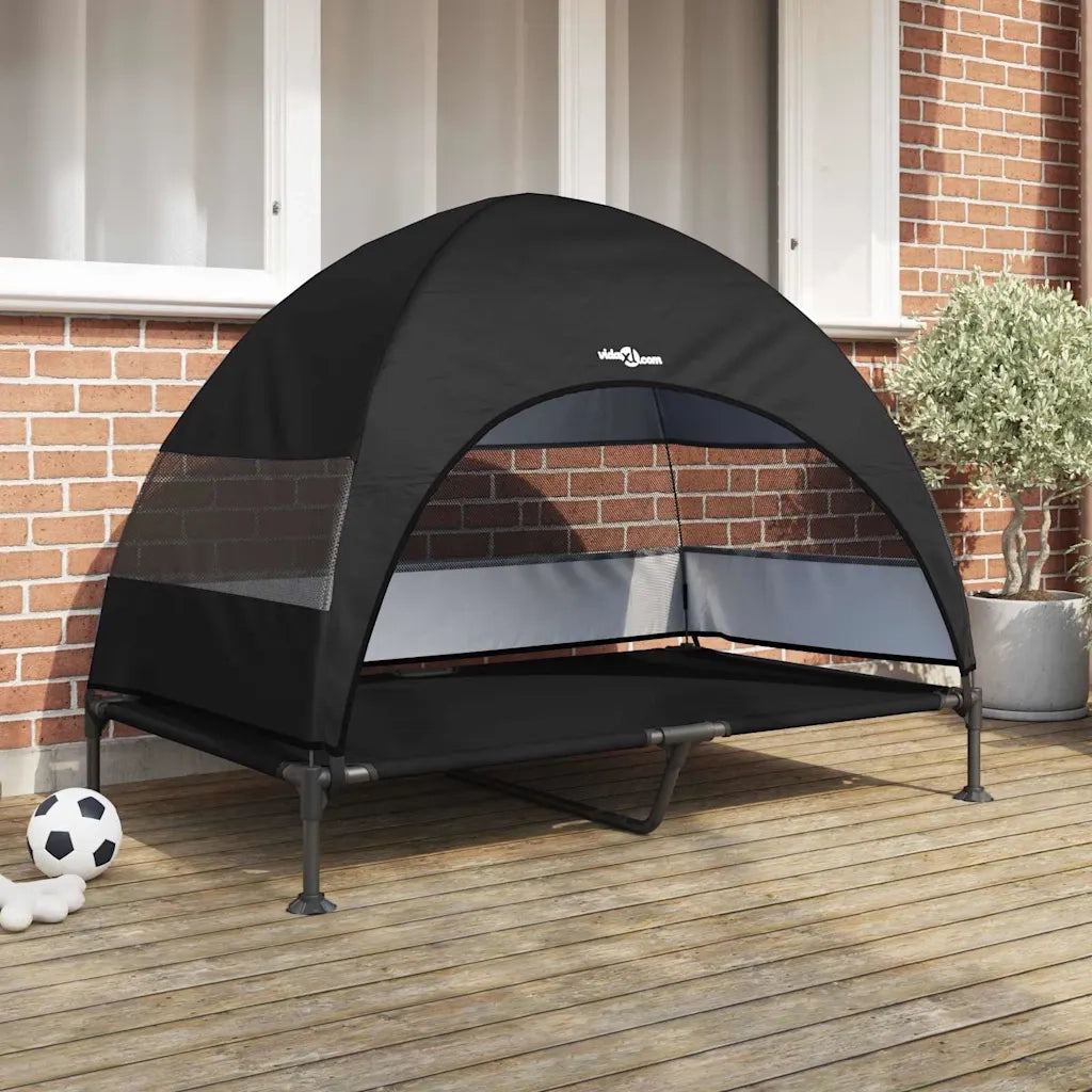 Letto per Cani Elevato Nero 127 x 81 x 108 cm Tessuto e acciaio CFW4113223