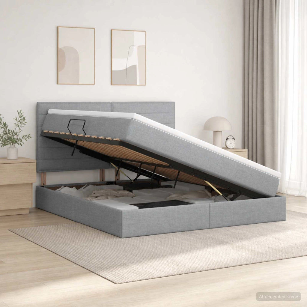 Letto con contenitore e materasso Grigio Chiaro 140 x 190 cm 3459438