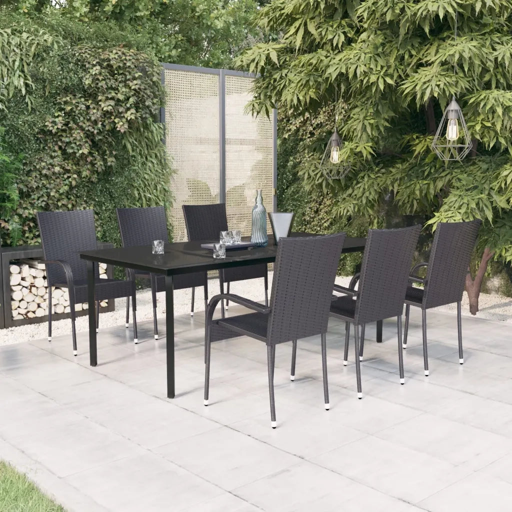 Set da Pranzo per Giardino 7 pz con Cuscini Neri 3099381