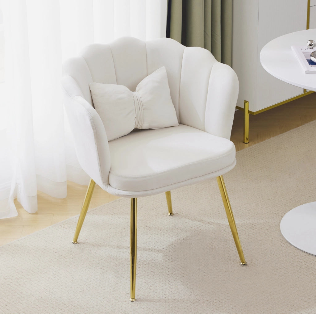 Set di 6 poltrone in velluto beige 63x58x77 cm con cuscini di supporto
