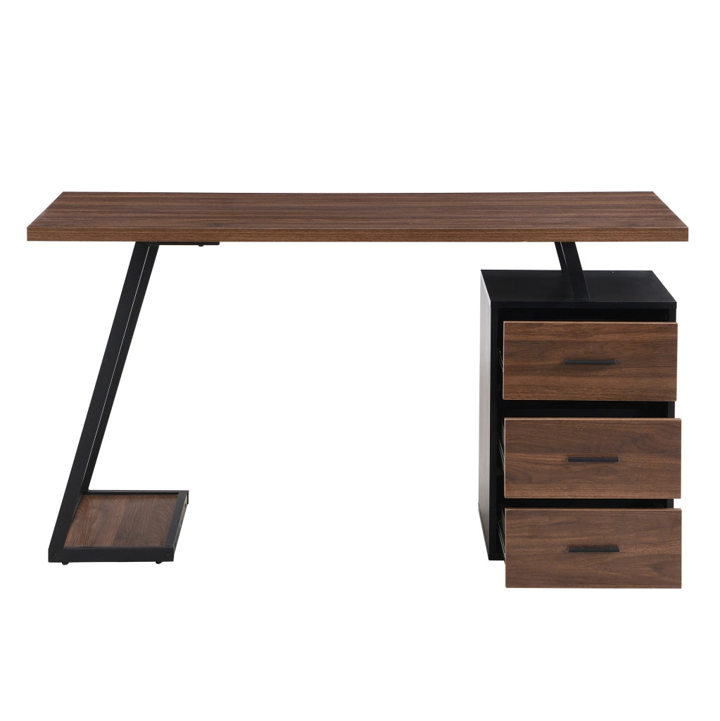 Scrivania da ufficio YEAVIO 138,5 cm con 3 cassetti e piano effetto legno