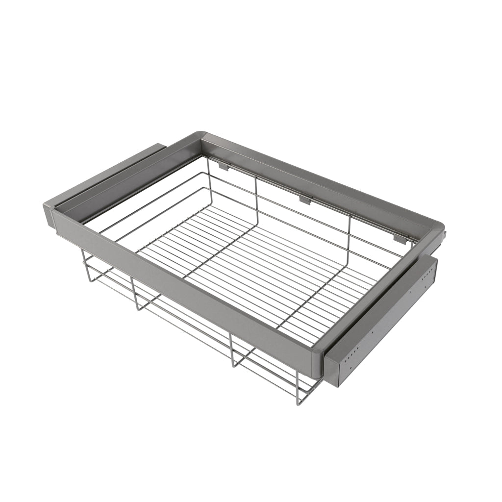 Kit cassetto in filo metallico e telaio regolabile Quartz per armadi, chiusura ammortizzata e estrazione totale
