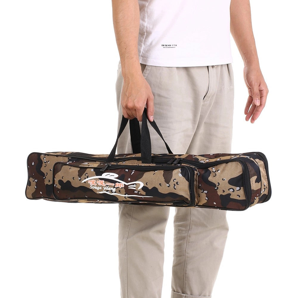 Trade Shop - Borsa Fodero Custodia Porta Canne Da Pesca 100cm Con 2 Scomparti Zip Pieghevole -