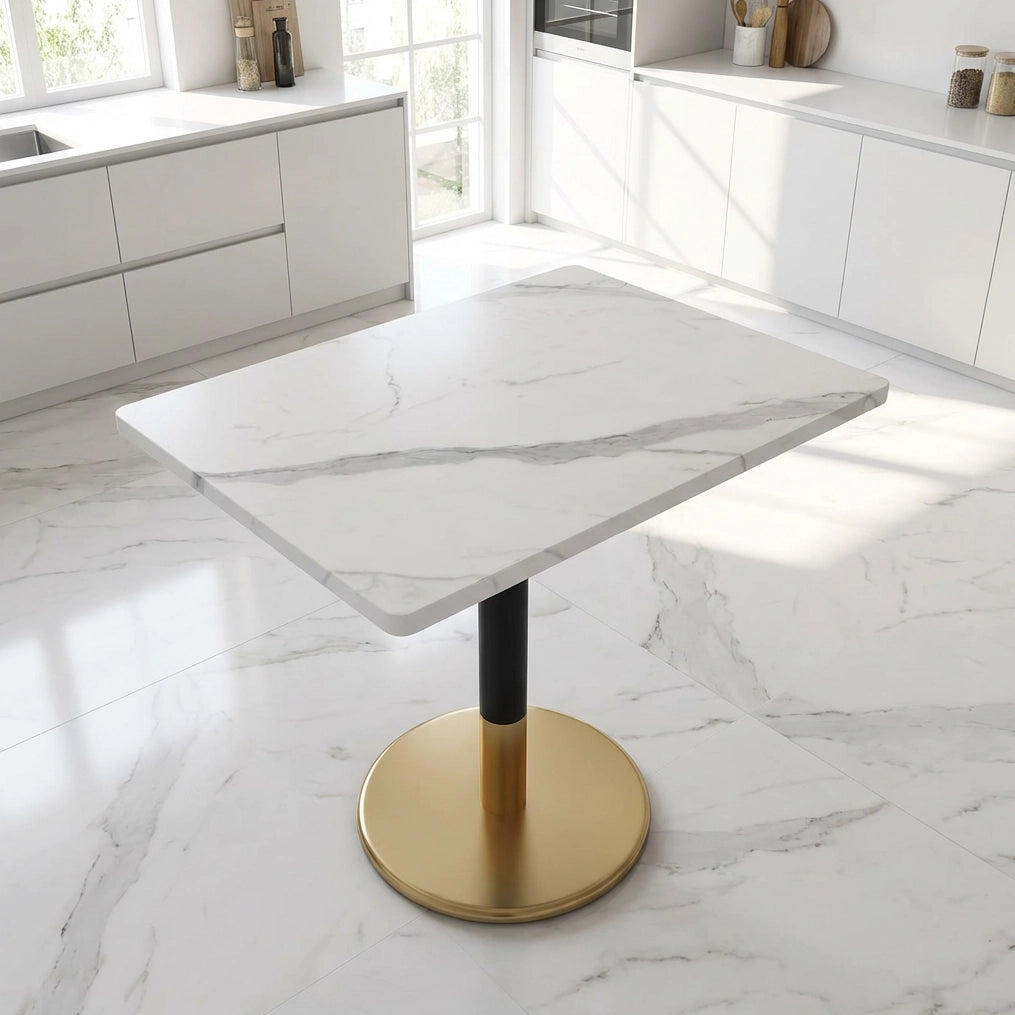Tavolo da pranzo rettangolare 80 x 60 cm per 2 persone in MDF e metallo bianco e nero