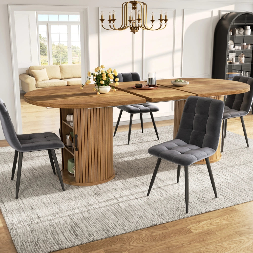 Tavolo allungabile con vano nascosto e struttura interna in metallo MDF marrone scuro 150-190 × 80 × 75 cm