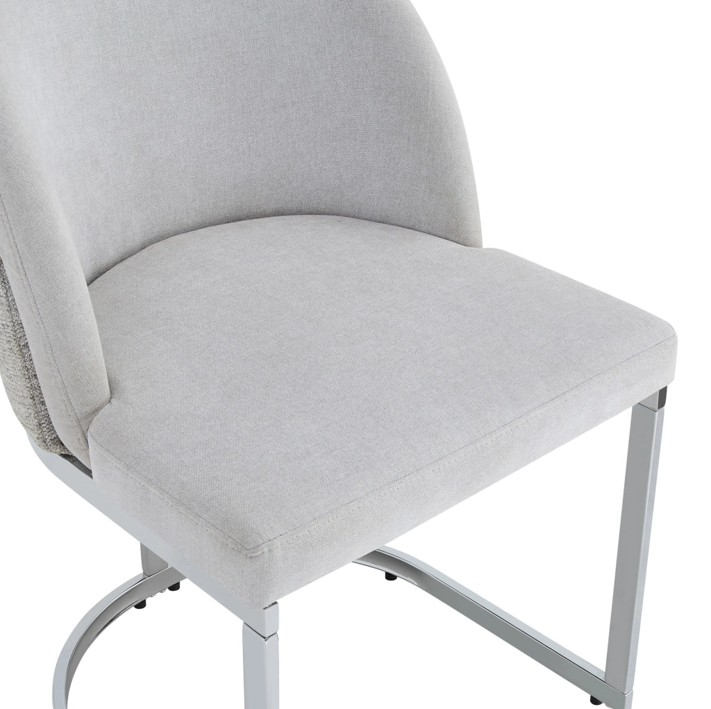 Set 2 sedie da pranzo in ciniglia grigio chiaro con gambe argento HOMVRA