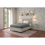 Letto imbottito Singolo 80x200 cm Button - Similpelle,Tortora,Contenitore