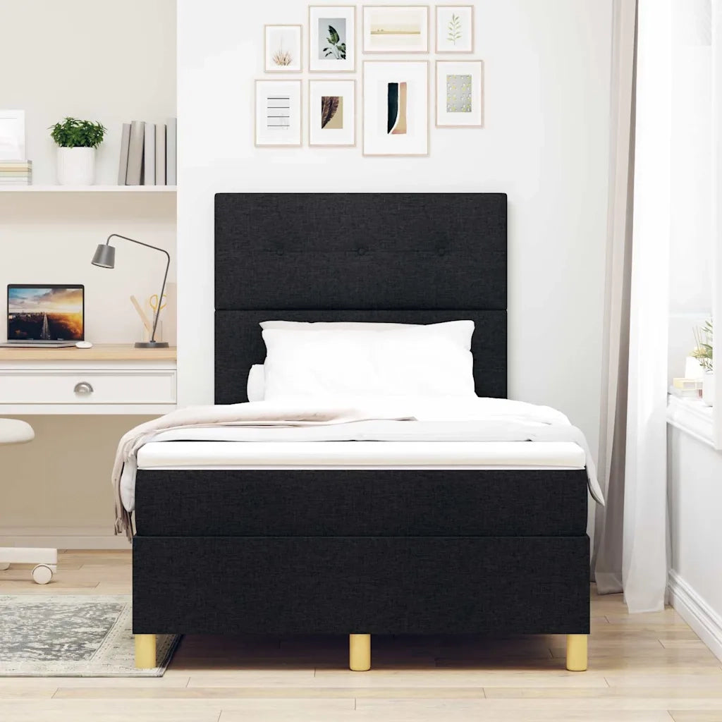 Letto a molle con materasso Nero 120 x 190 cm Tessuto 3339604
