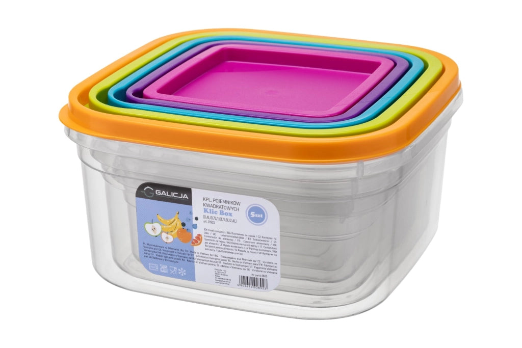 Set di contenitori per alimenti KADAX Scatole per il pranzo in plastica con coperchio da 5 pezzi