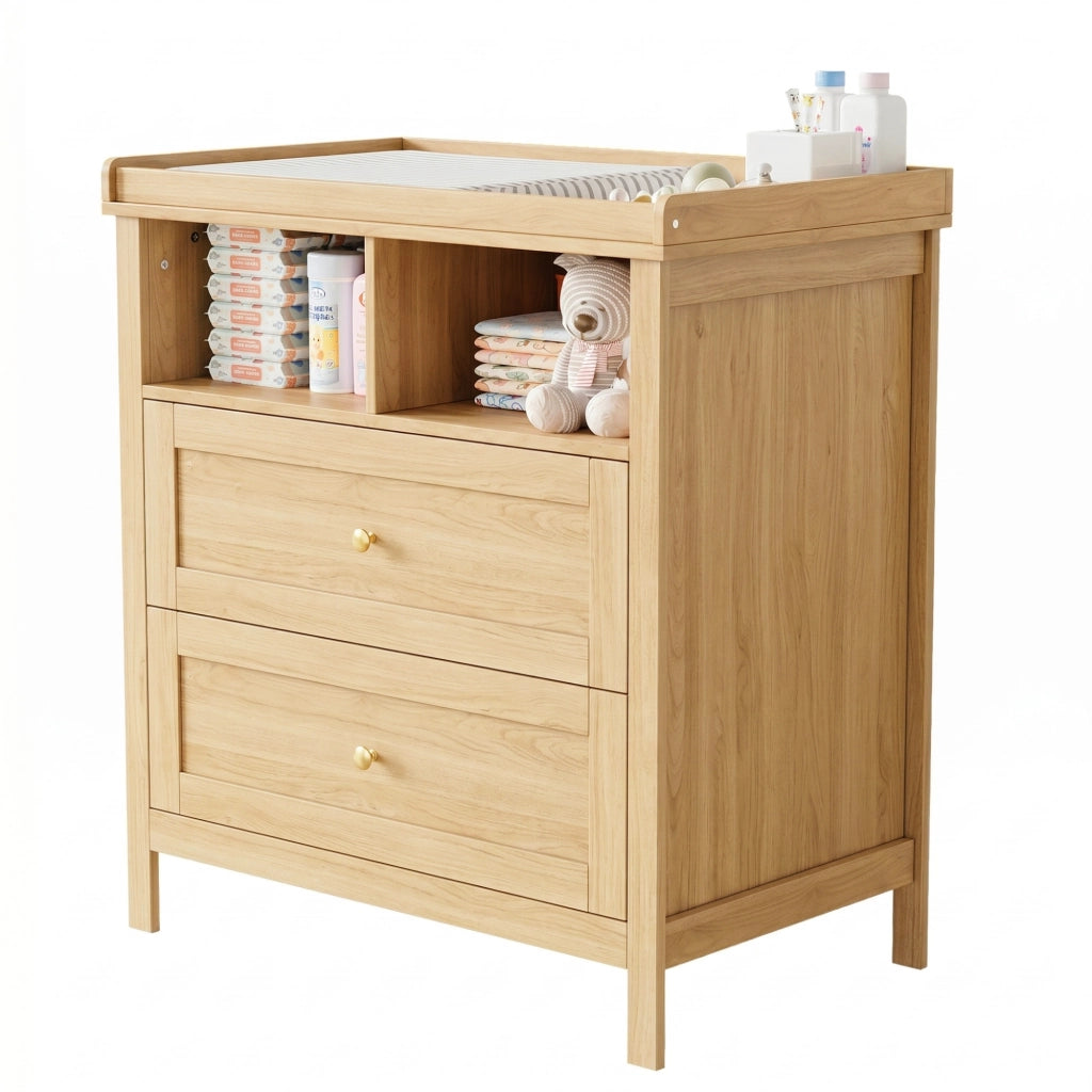 Wickelkommode Multifunktionale Baby-Wickelkommode Umwandelbarer Baby-Wickeltisch mit abnehmbarem Wickelaufsatz und Schubladen Kommode mit Wickelaufsatz Holzoptik 82x50x90cm ohne Polster