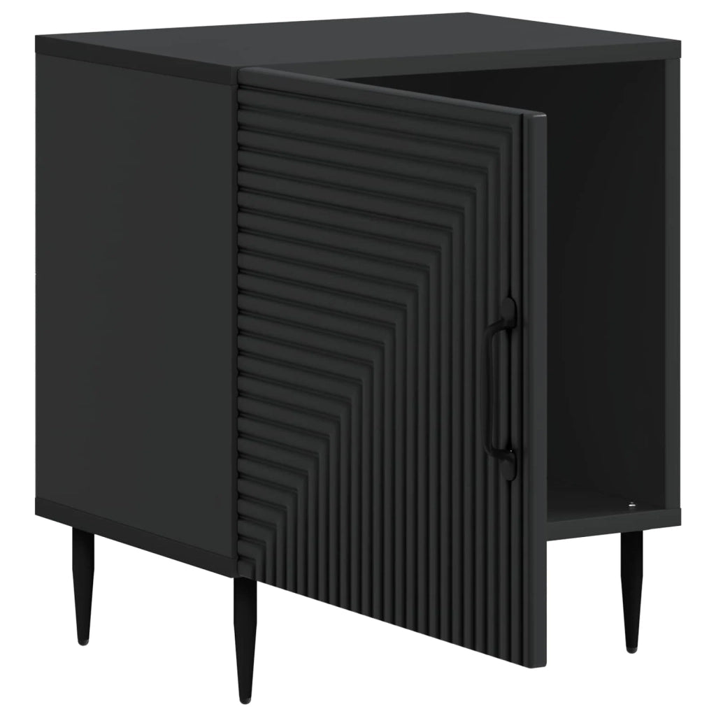 Comodino | Armadio da Notte | Mobiletto da notte Nero 43 x 34,5 x 50 cm Legno ingegnerizzato