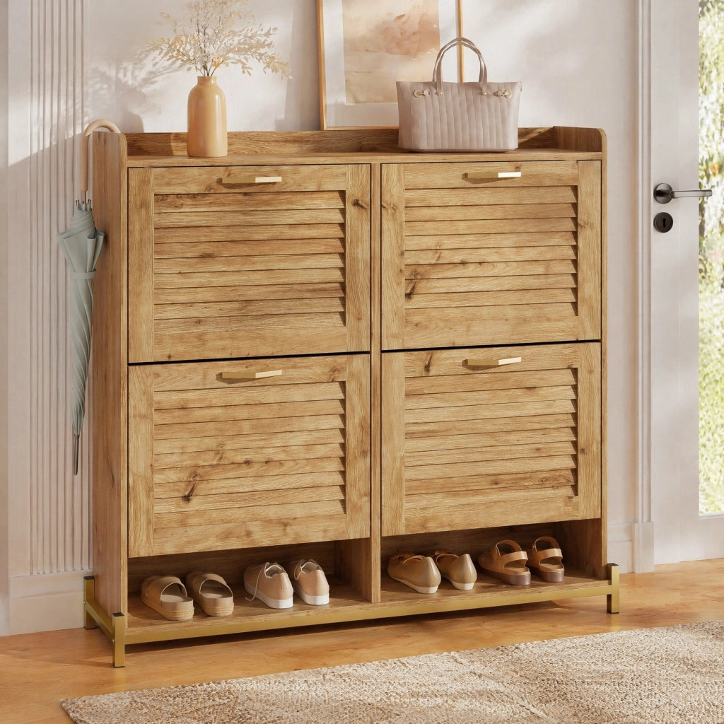 SCARPIERA 4 ante 108,5x24x100 cm MDF colore legno e metallo
