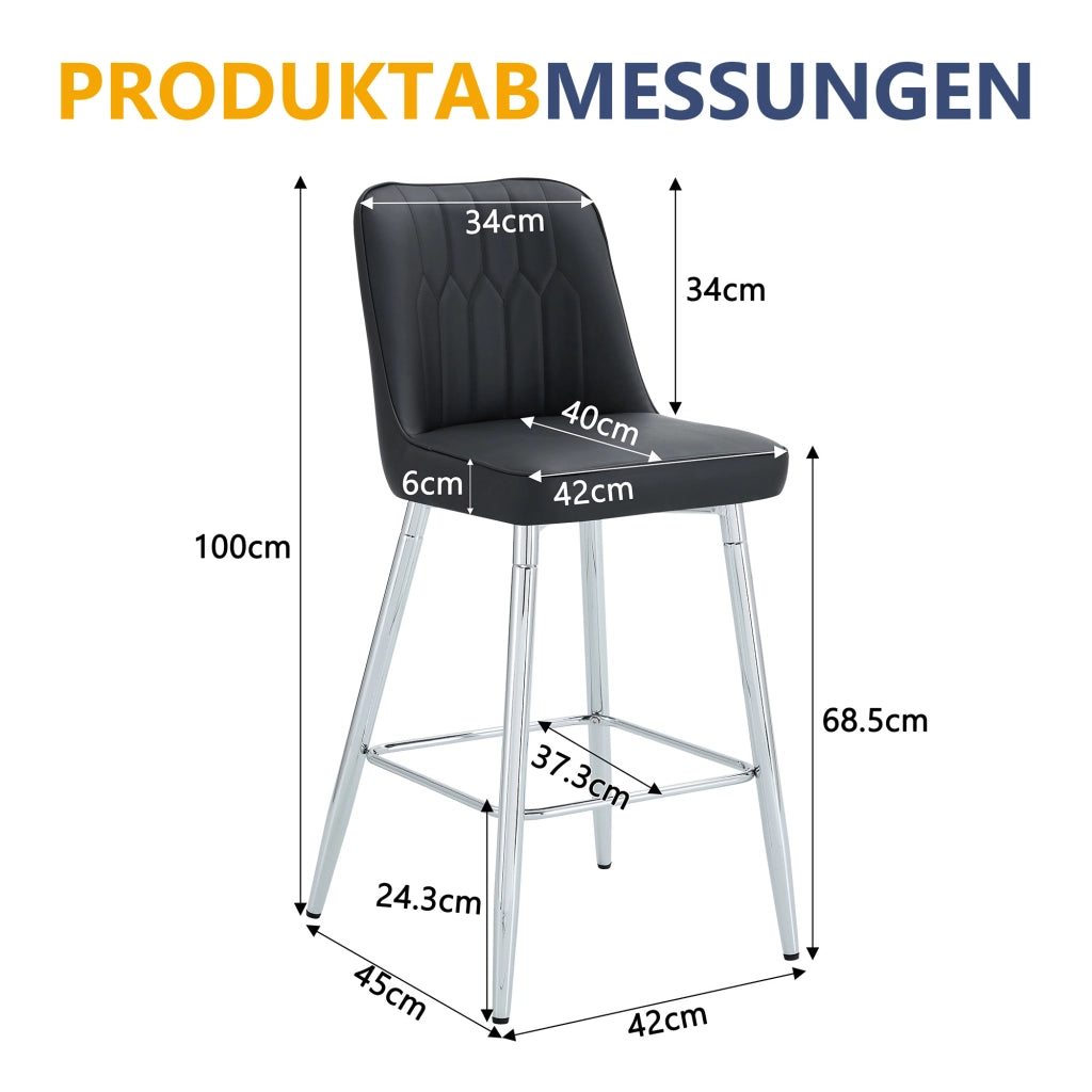 SGABELLO DA BAR Set da 2 pezzi 100 cm PU nero/metallo argento