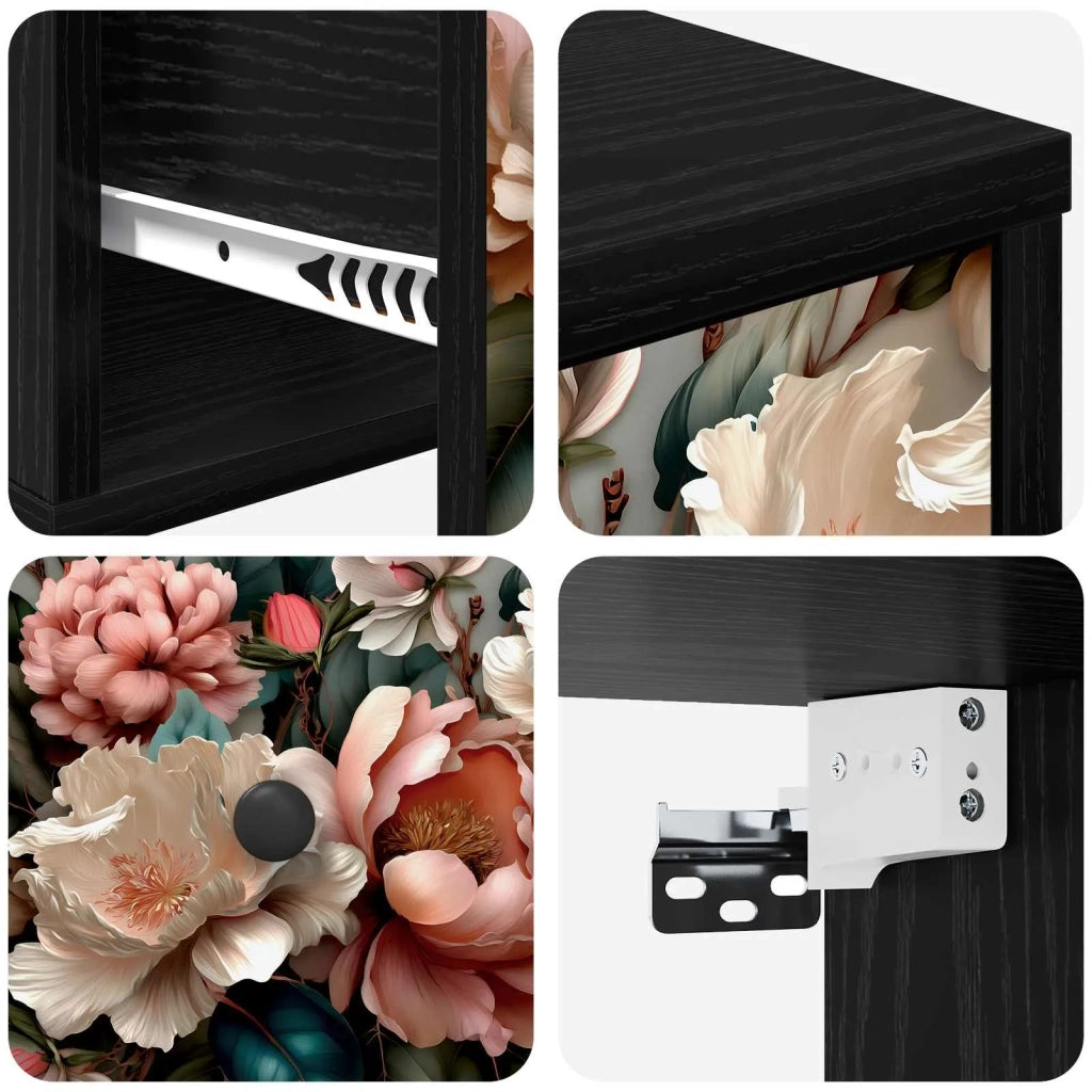 Mobiletto da comodino a parete BORNE Rovere Nero 8007459