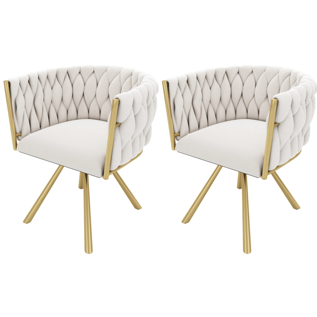 SEDIA Girevole Set da 2 pezzi in Velluto Beige e Oro