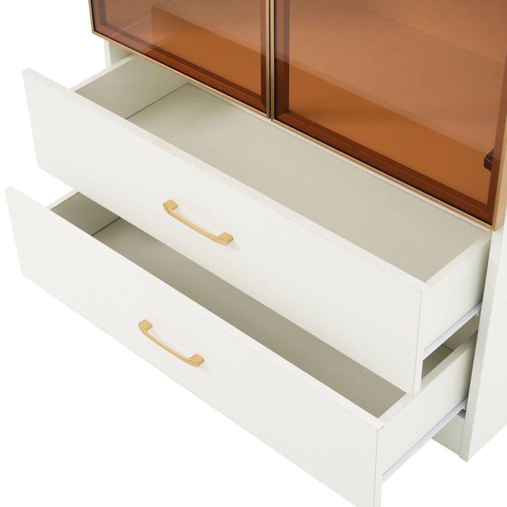 Mobile bagno 75 cm con luci a barra, 2 cassetti grandi, 2 ante in vetro temperato