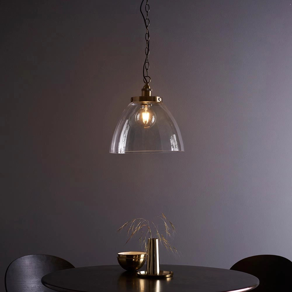 Lampada a sospensione industriale ottone antico E27 Endon