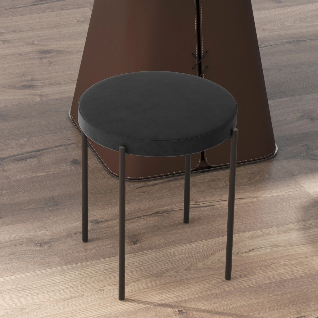 Sgabello da cucina set di 4 impilabile con seduta imbottita effetto velluto nero metallo 41.5 × 41.5 × 46 cm